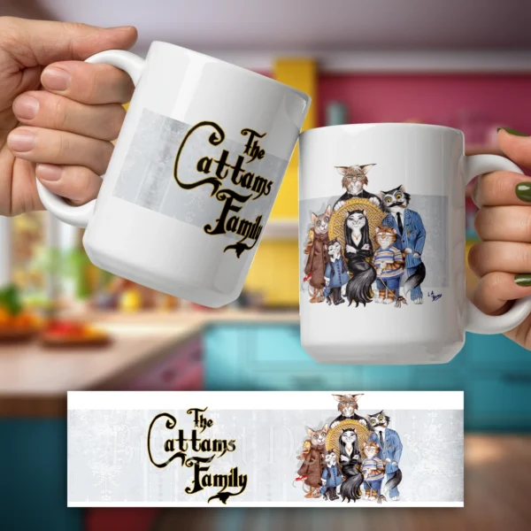 Cat Coffee Mug - CATTAMS FAMILY - 15 OZ Ceramic