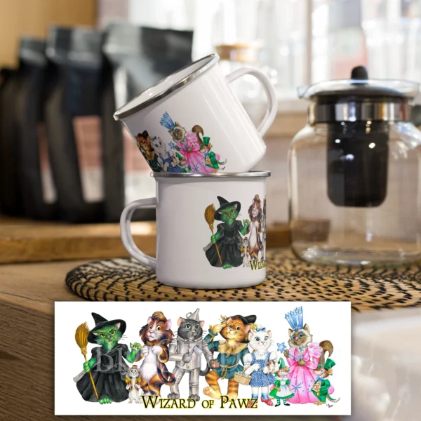 Cat Enameled Camp Mug - WIZARD OF PAWZ - 12 oz