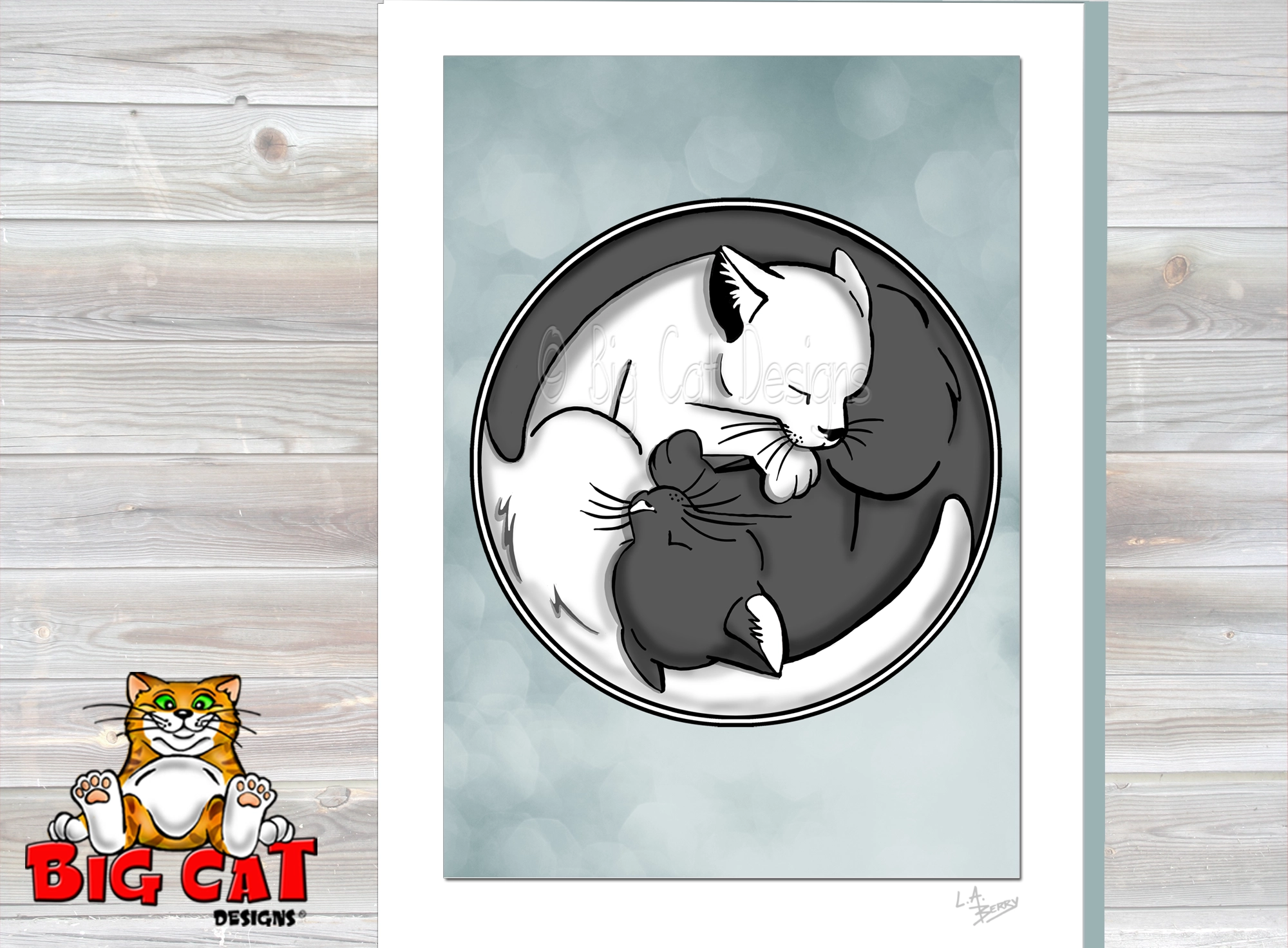 Cat Greeting Card - YIN YANG CATS